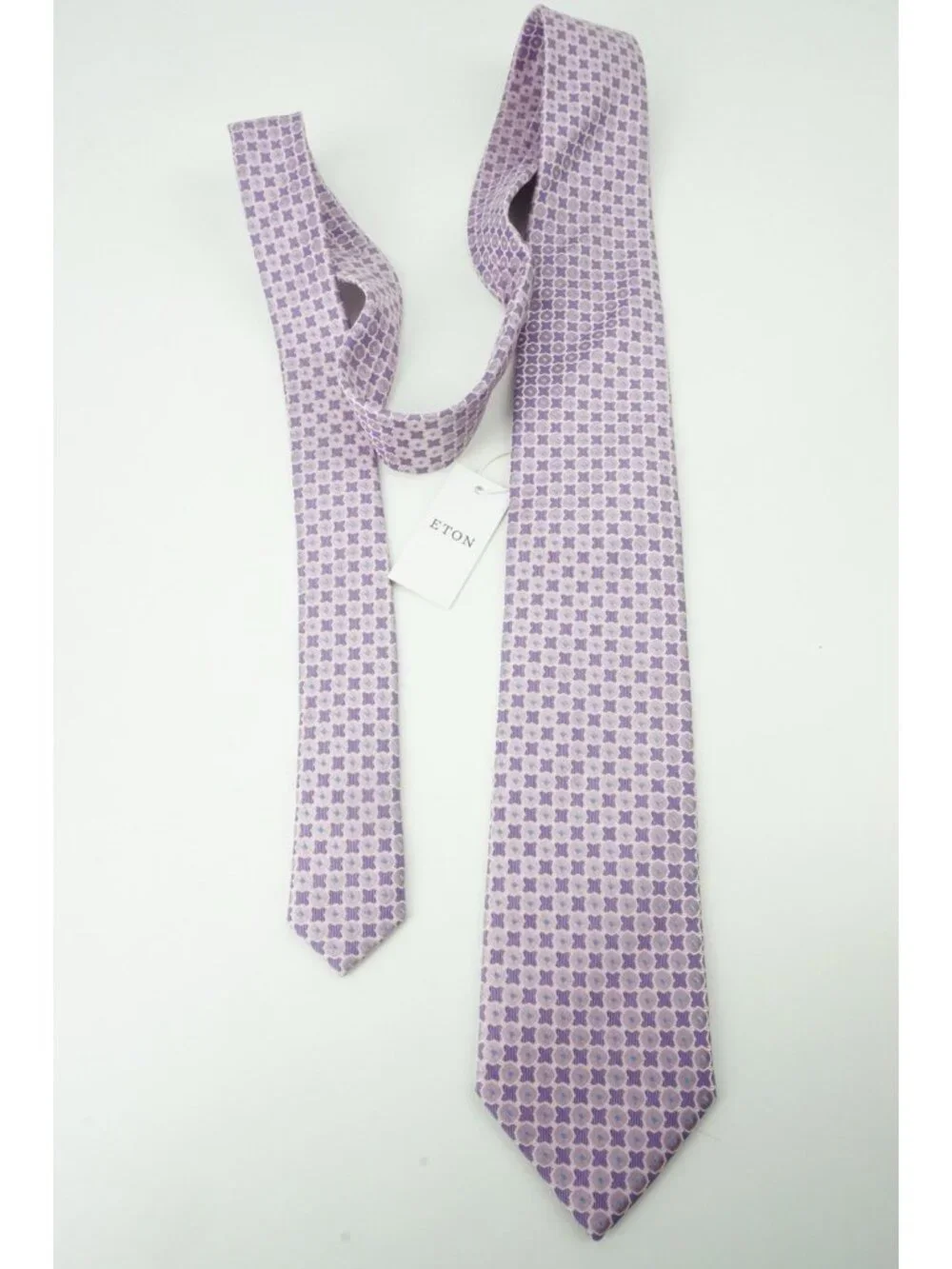 Eton Violet Periwinkle Foulard 100% Silk Tie Brand New With Tags